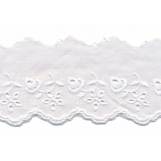 Wäschespitze Bordüre 50 mm*weiß*Baumwolle Rosen